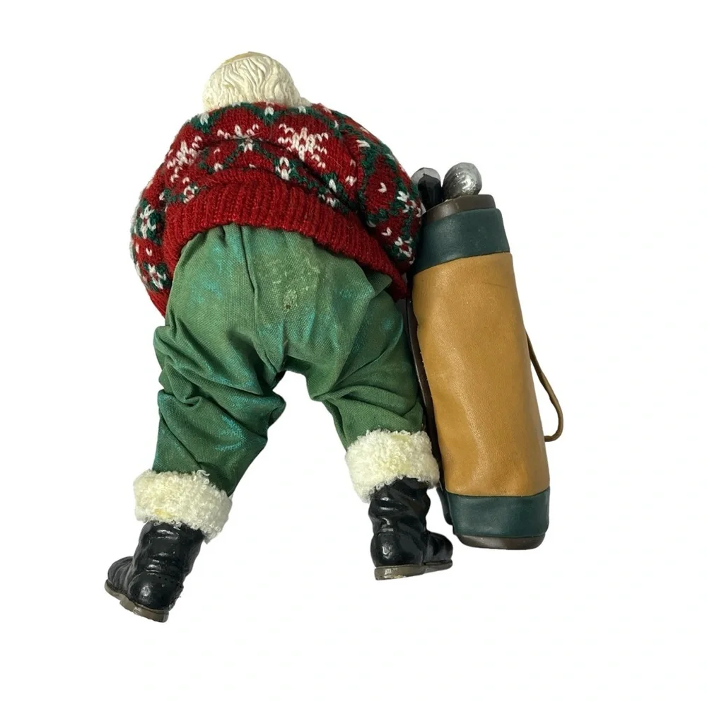 Golfing Santa Christmas Figure With Sweater and Golf Bag‎ 9.5